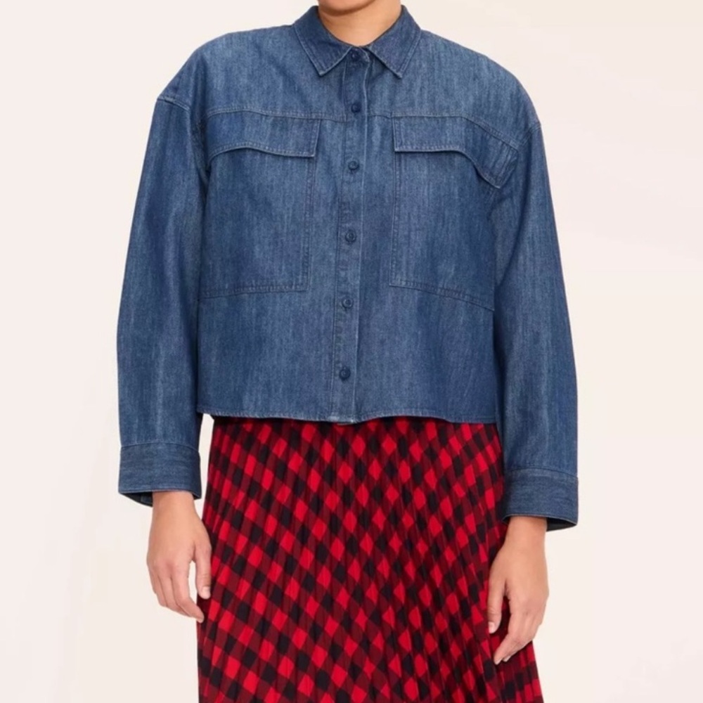 New Woolrich x Target Utility Shirt Shacket Dark Wash Denim Size S, M